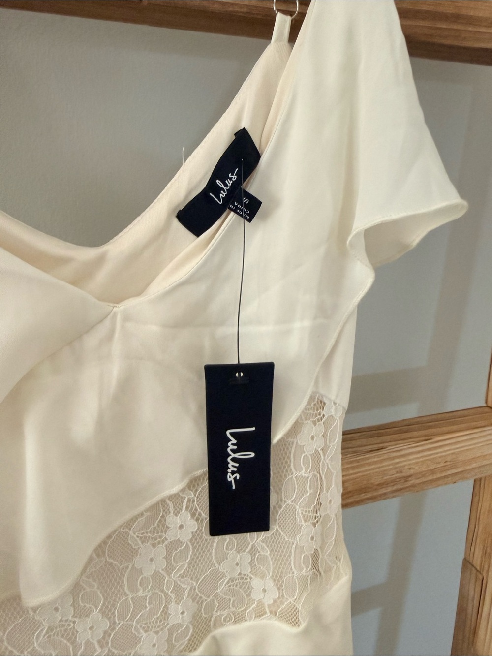 Lulu's Ivory Ruffled Lace High-Low Maxi Dress - Picture 2 of 3